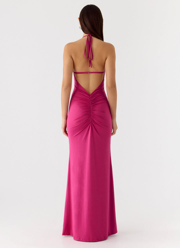 Have Your Attention Maxi Dress Fuchsia