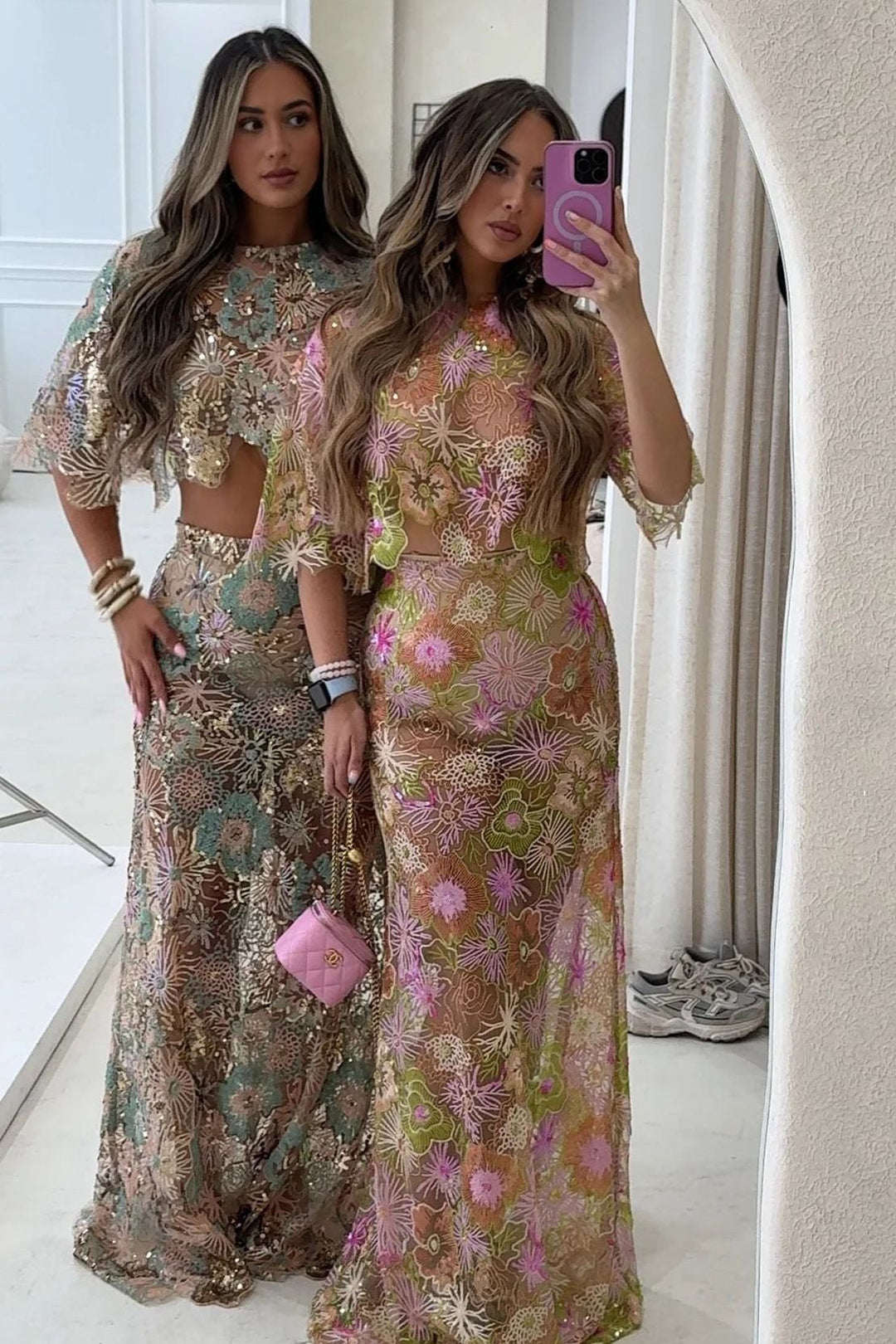 Elina | Women's Embroidery Sequin Summer Party Two-Piece Set
