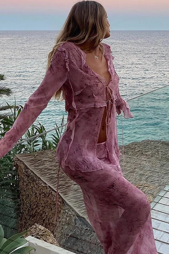 Elowyn | Women's Flowing Two-Piece Vacation Summer Cover-up Set