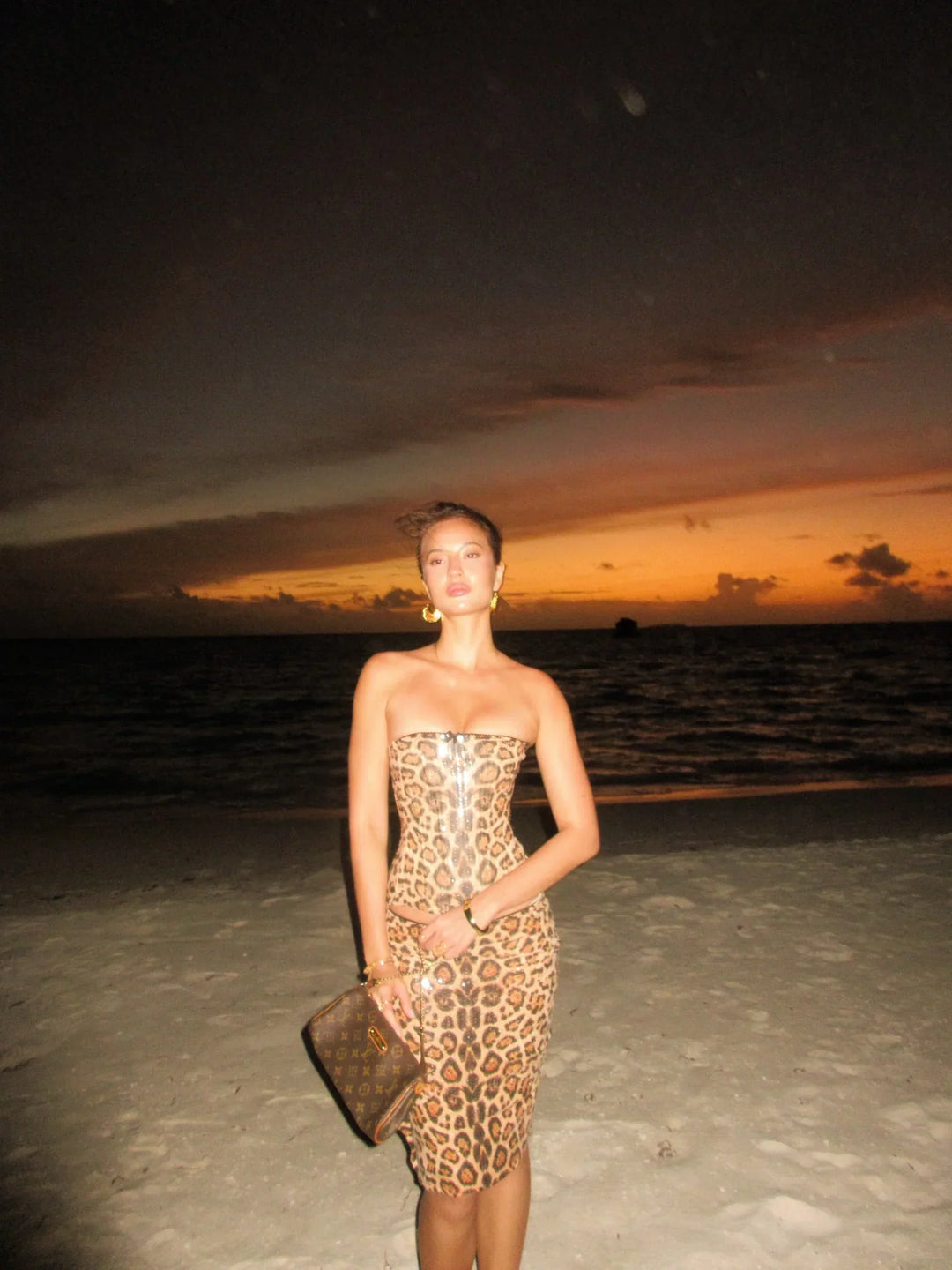 Helena | Women's Sequin Leopard Low-Rise Bodycon Skirt Two-Piece Set