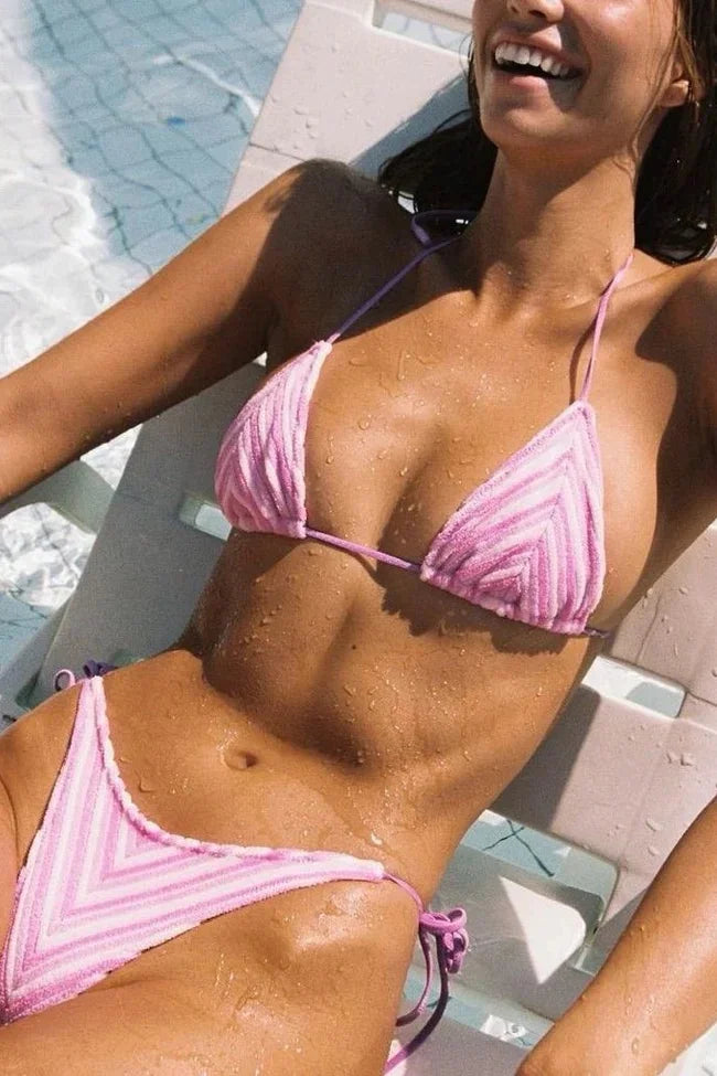 Indyra | Women's Striped Triangle Bikini Swimwear