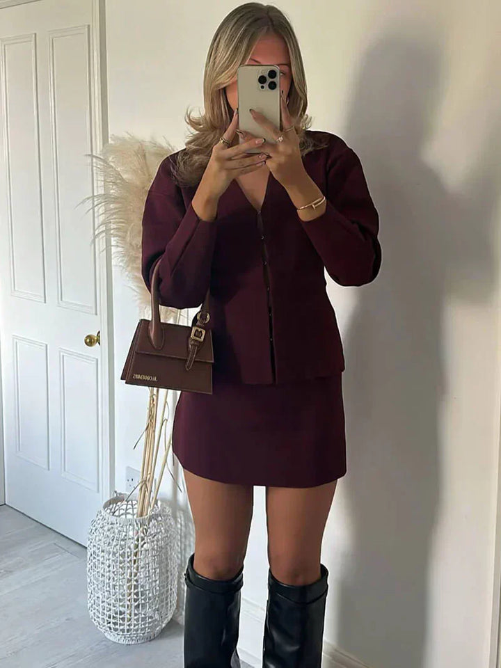 Melisa | Women's Ribbed Long Sleeve Two-piece Set