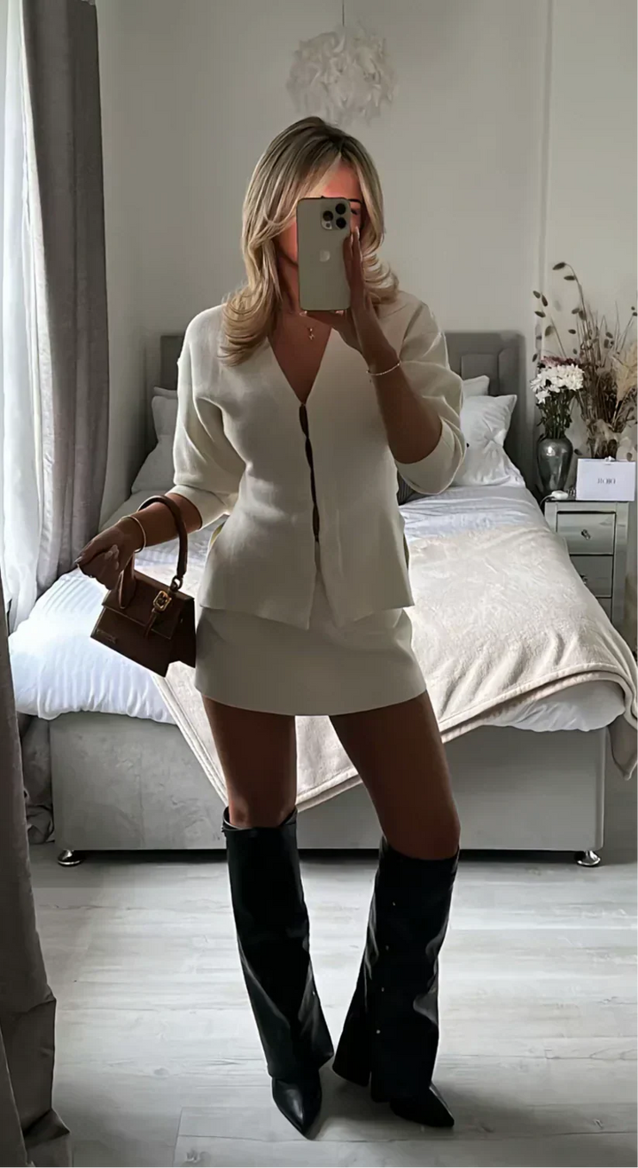 Melisa | Women's Ribbed Long Sleeve Two-piece Set