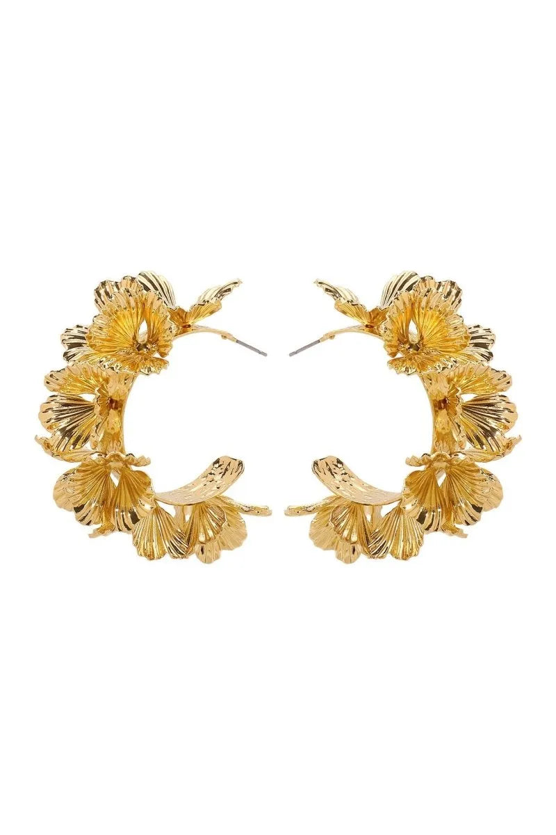 Olivia | Women's C-Shaped Floral Design Earrings