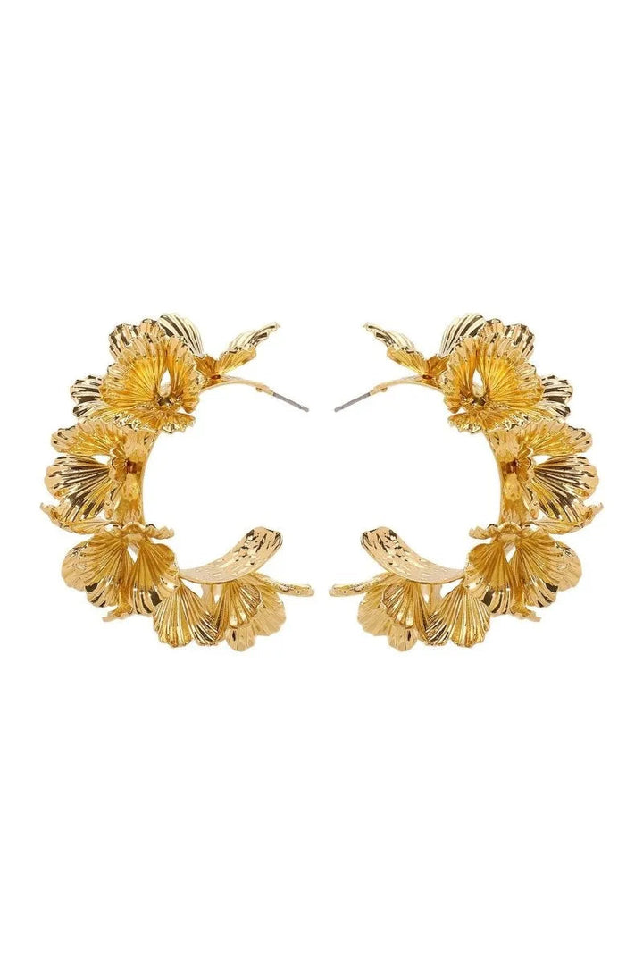 Olivia | Women's C-Shaped Floral Design Earrings