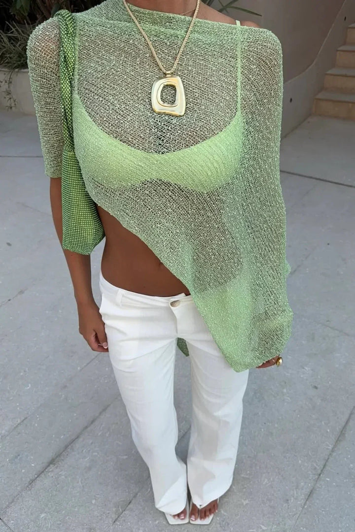 Palmer | Women's Off-Shoulder Open Knit Crop Top Cover-Up