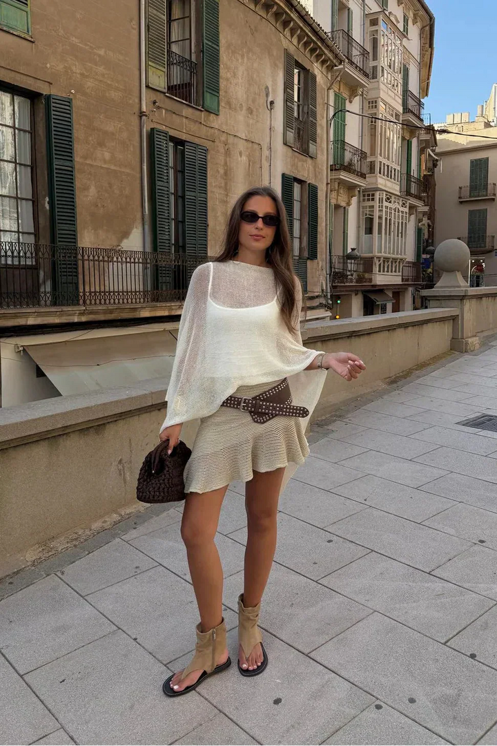 Palmer | Women's Off-Shoulder Open Knit Crop Top Cover-Up