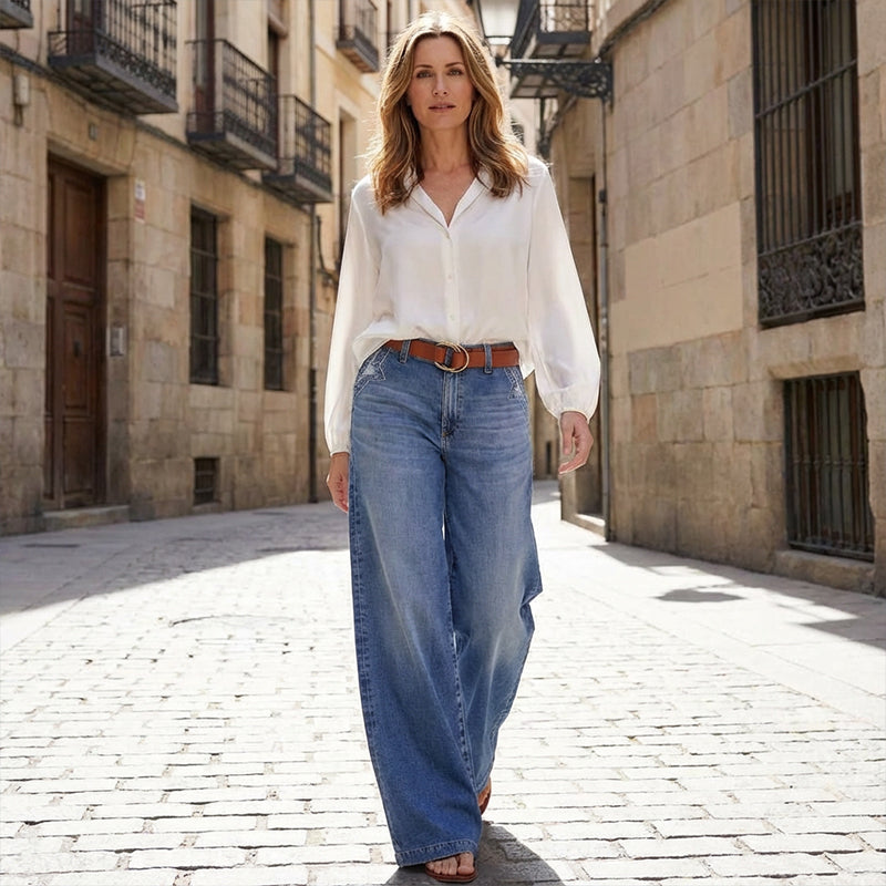 High-Waisted Jeans | Retro Wide Leg Baggy Casual Pants