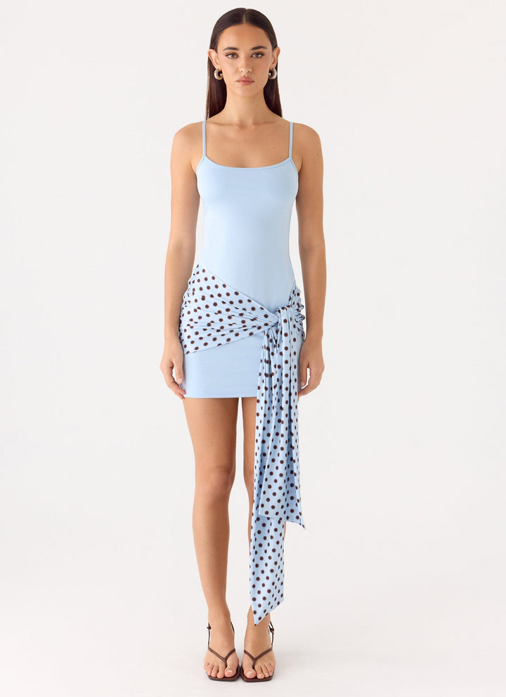 Hypnosis Mini Dress Blue Mocha Dot