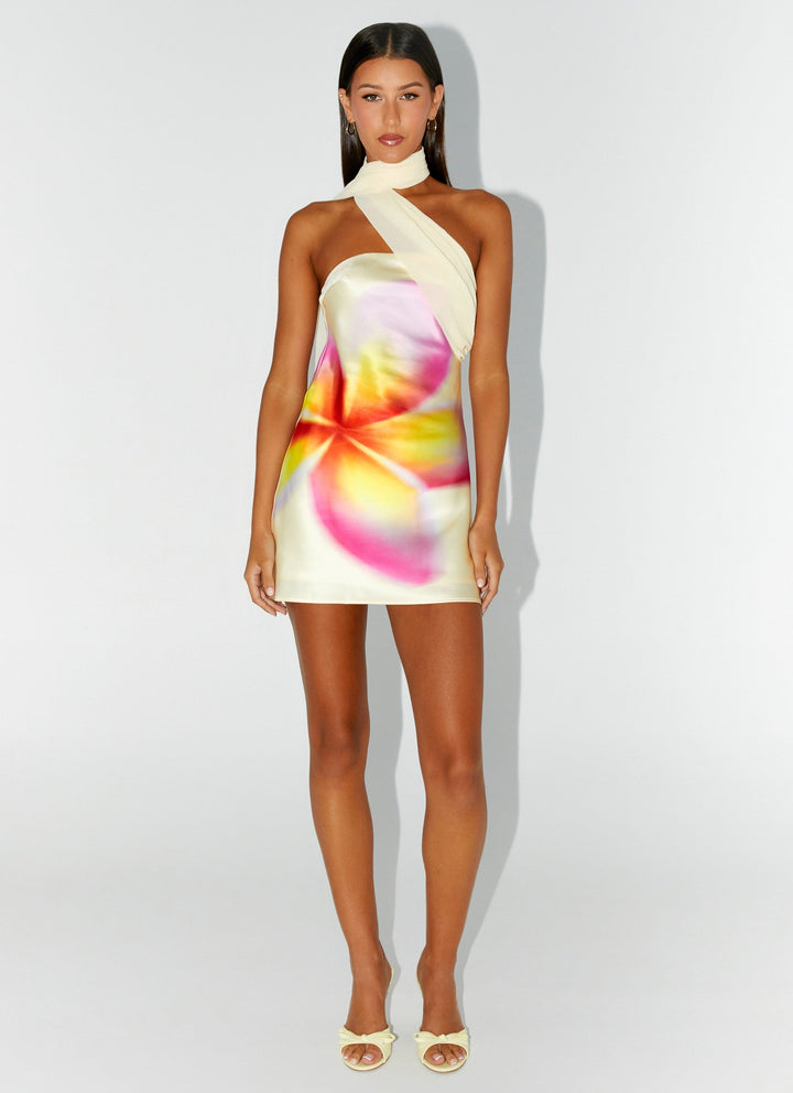 Isa Satin Mini Dress Yellow