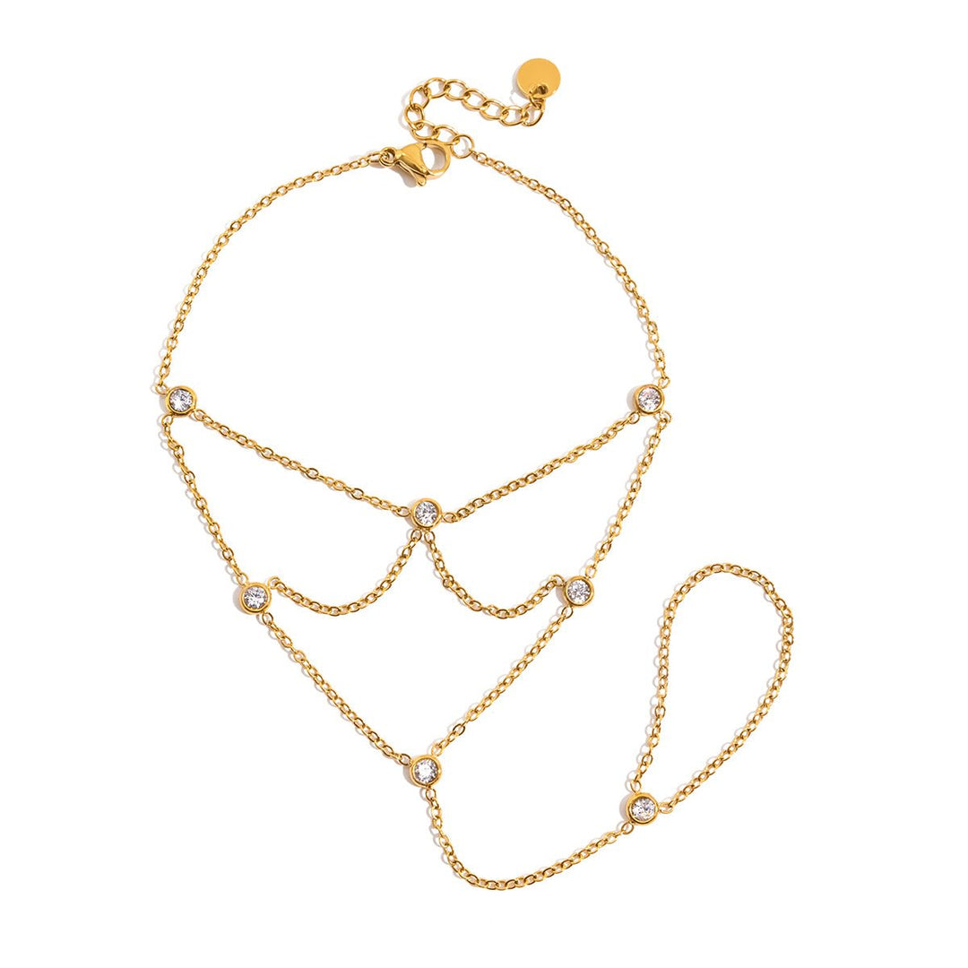 Elara Crystal Ring Bracelet | 18K Gold