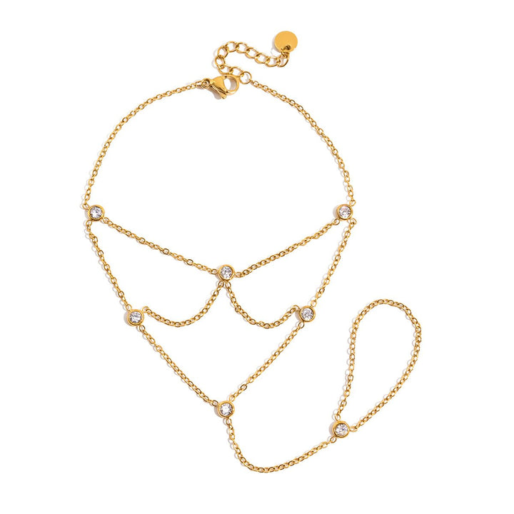 Elara Crystal Ring Bracelet | 18K Gold