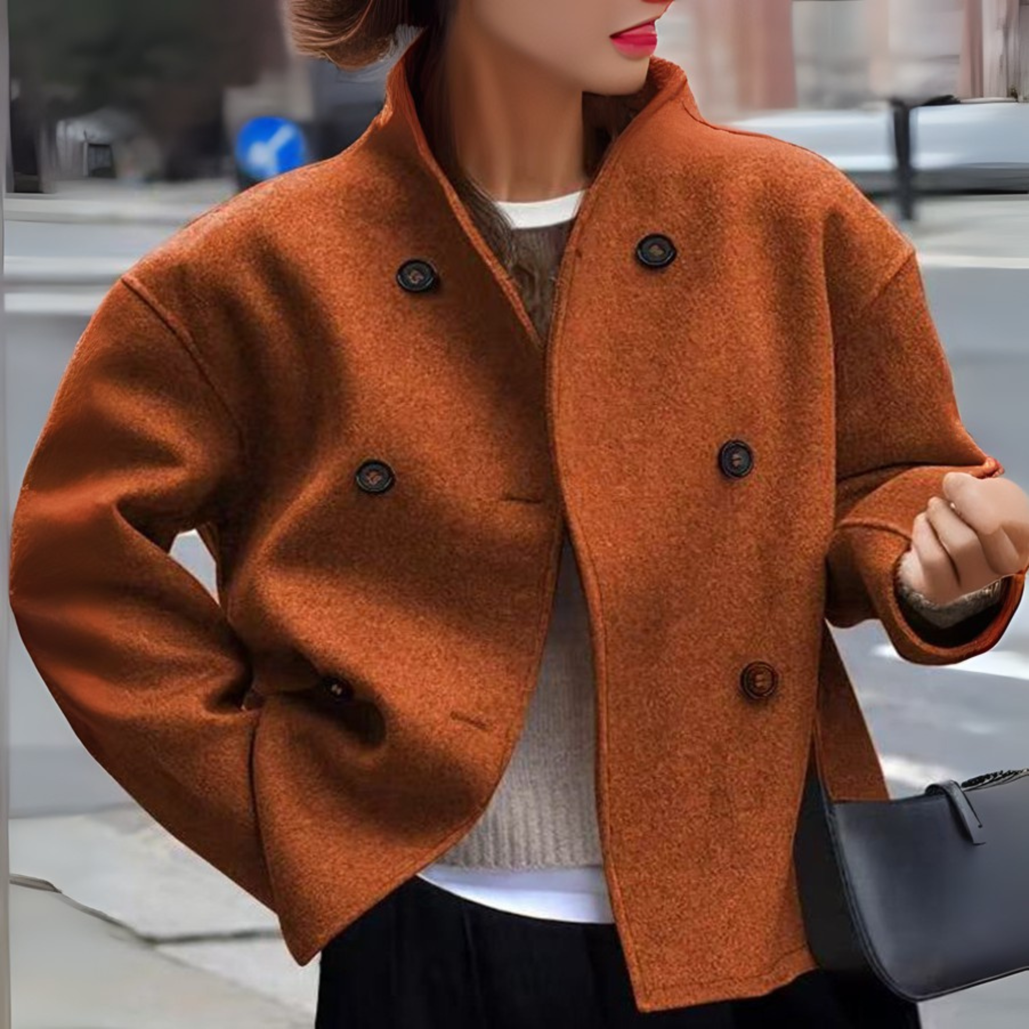 Women's Double-Breasted Wool-Blend Coat | Tailored Winter Overcoat