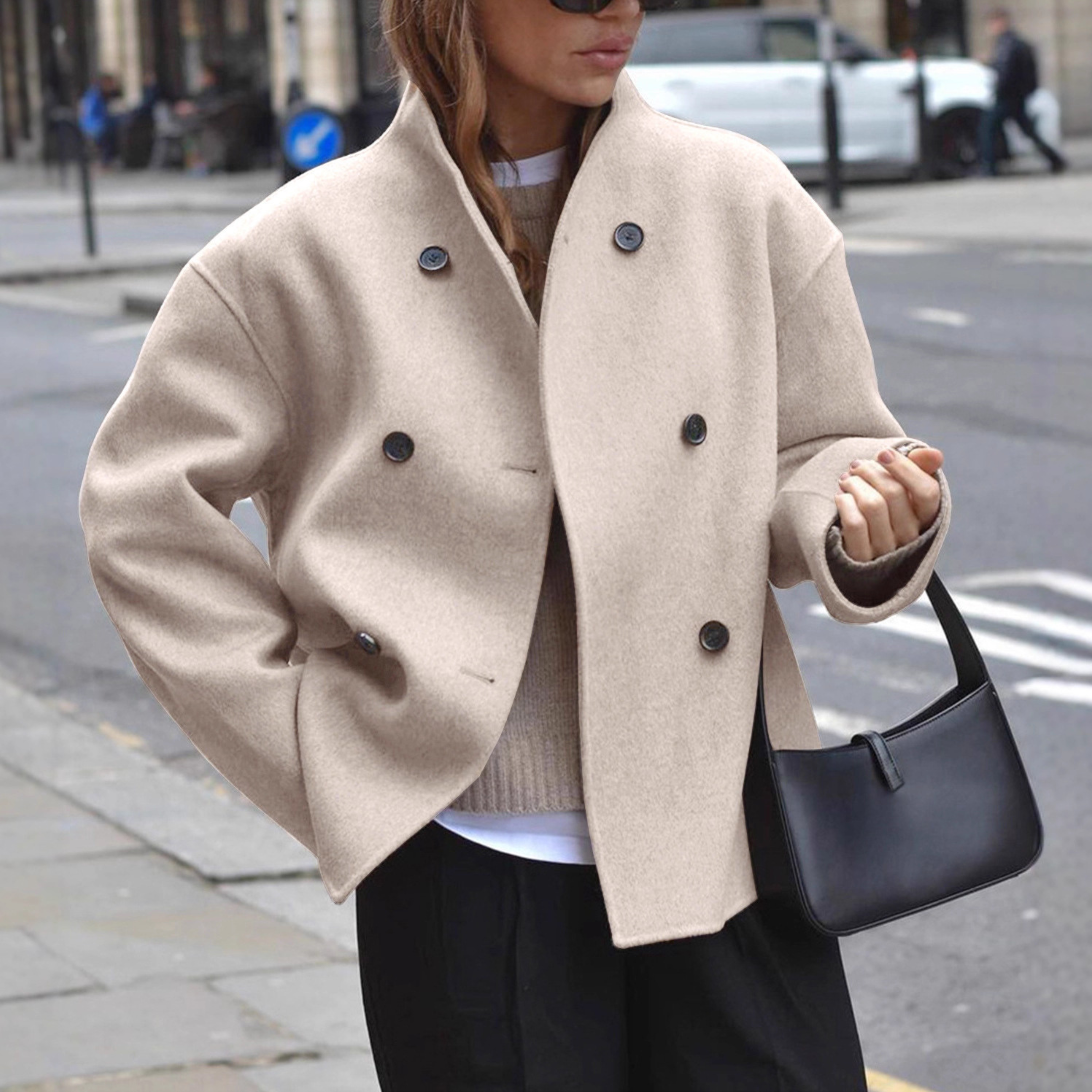 Women's Double-Breasted Wool-Blend Coat | Tailored Winter Overcoat
