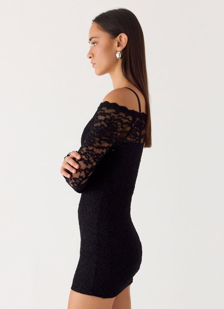 Just This Once Lace Mini Dress Black