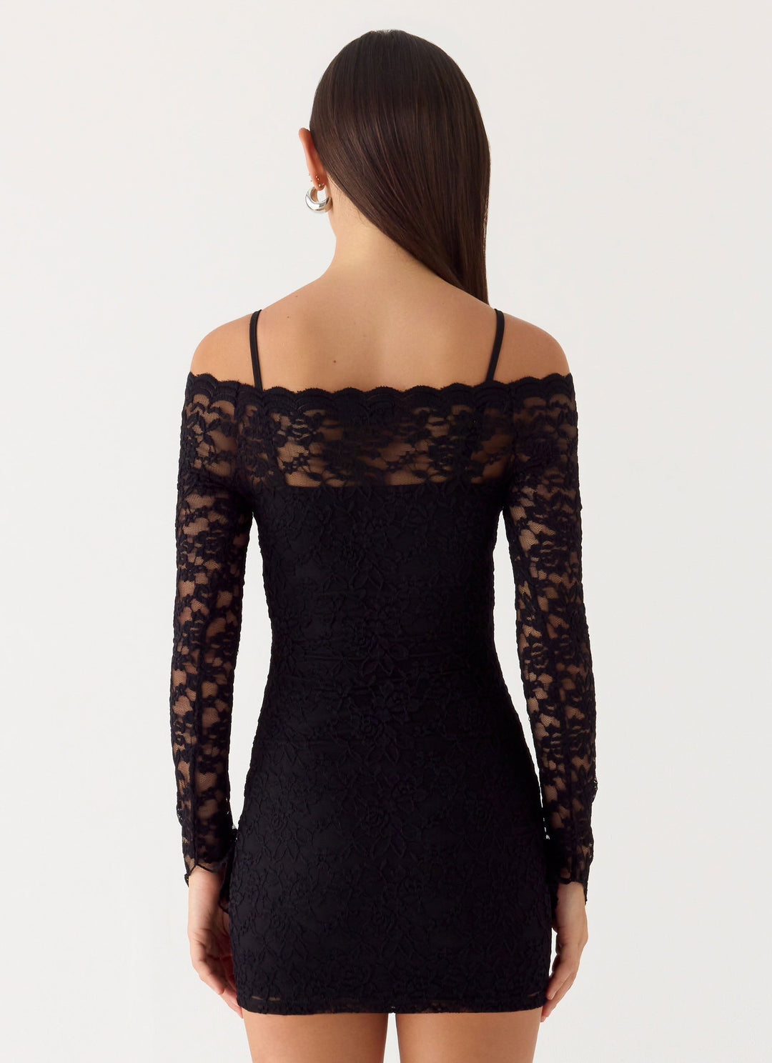 Just This Once Lace Mini Dress Black