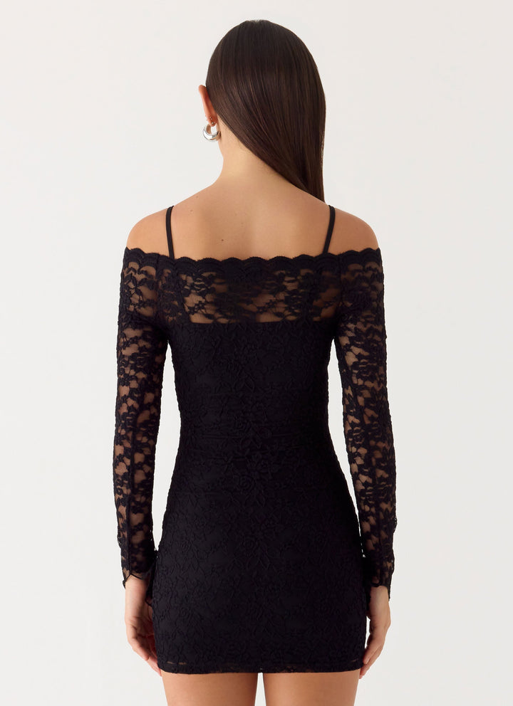 Just This Once Lace Mini Dress Black