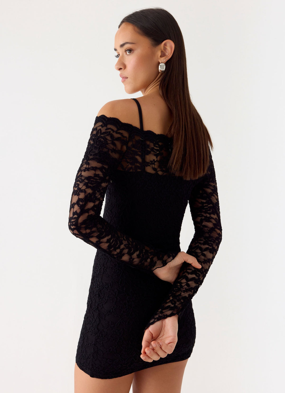 Just This Once Lace Mini Dress Black
