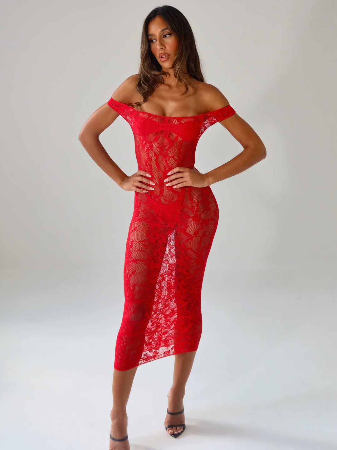 Kaelis Red Midi Dress