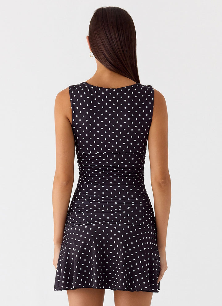 Kelda Mini Dress Black Polkadot