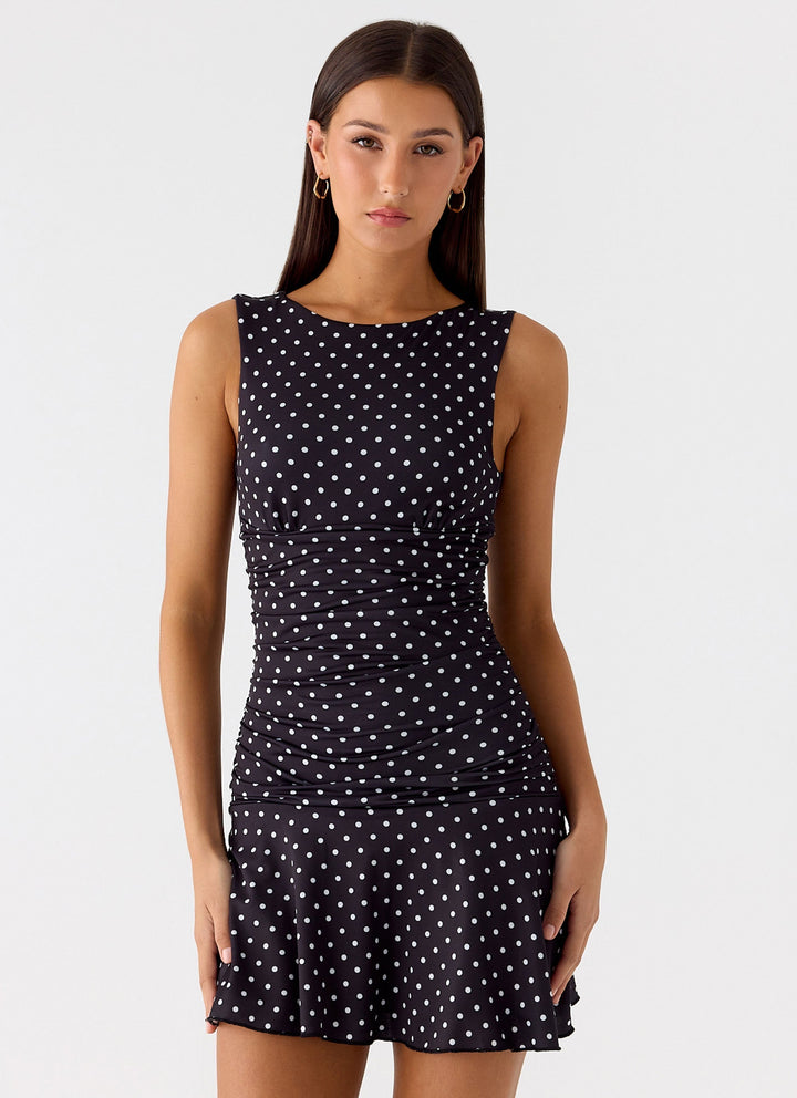 Kelda Mini Dress Black Polkadot