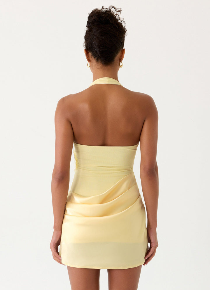 Kimana Halter Mini Dress Yellow