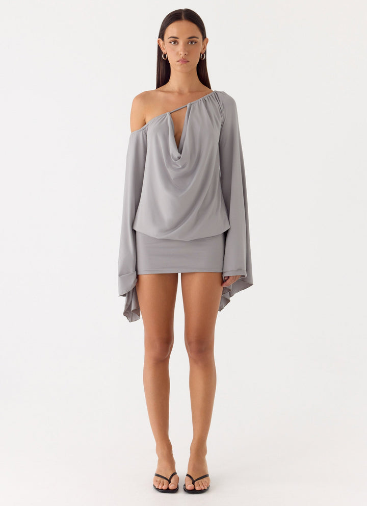 Kyrah Long Sleeve Mini Dress Grey
