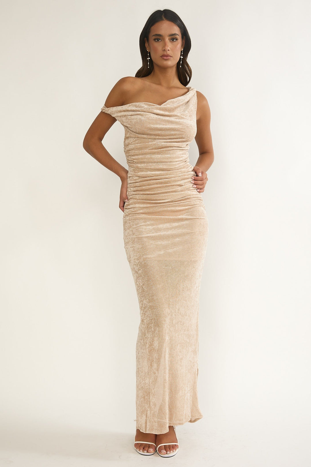 Callen Ruched Maxi Dress Champagne