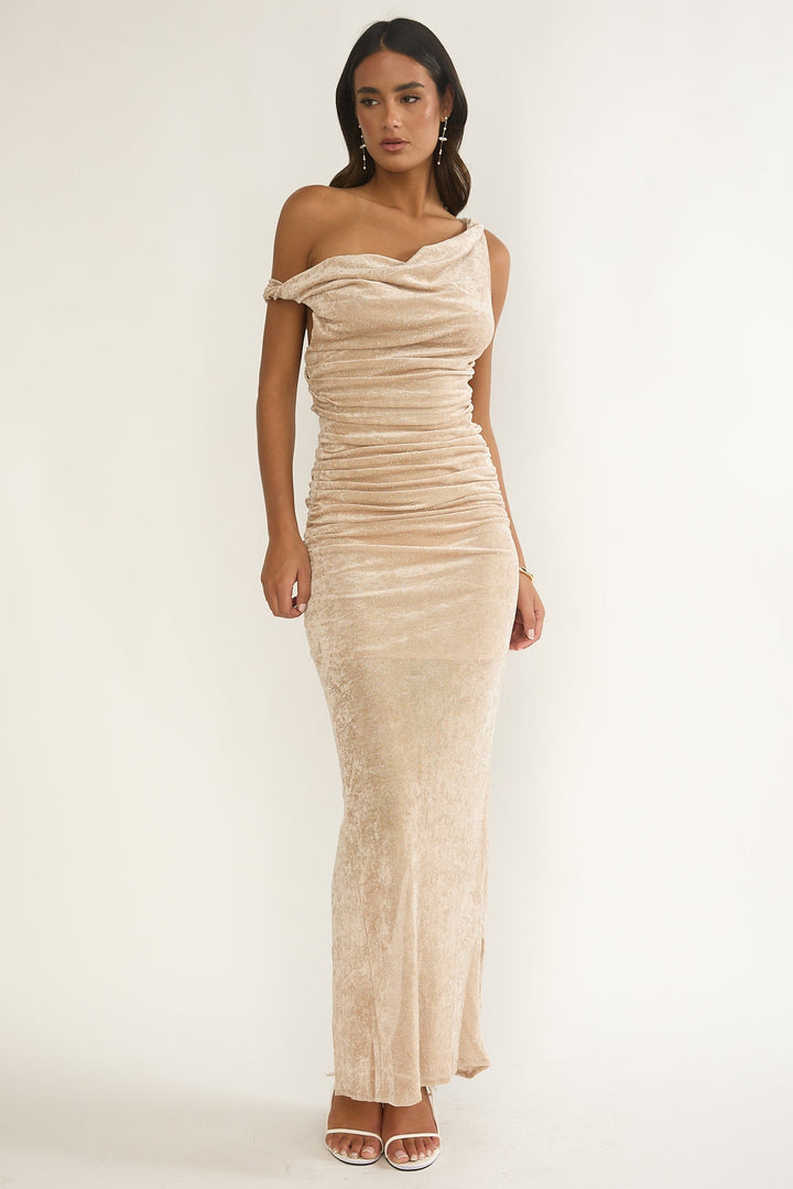 Callen Ruched Maxi Dress Champagne