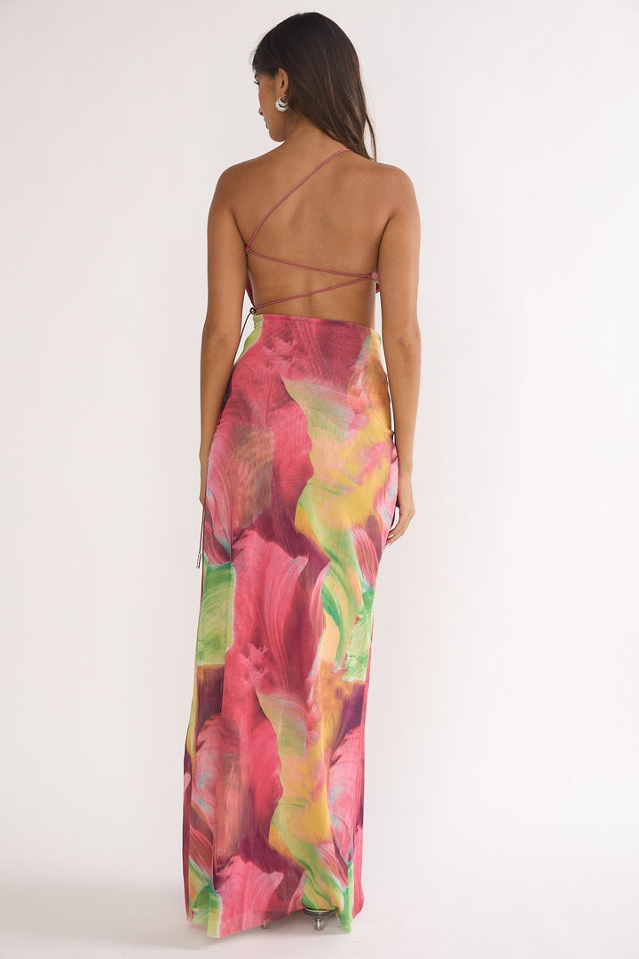 Marvella Cut Out Maxi Dress Red Multi