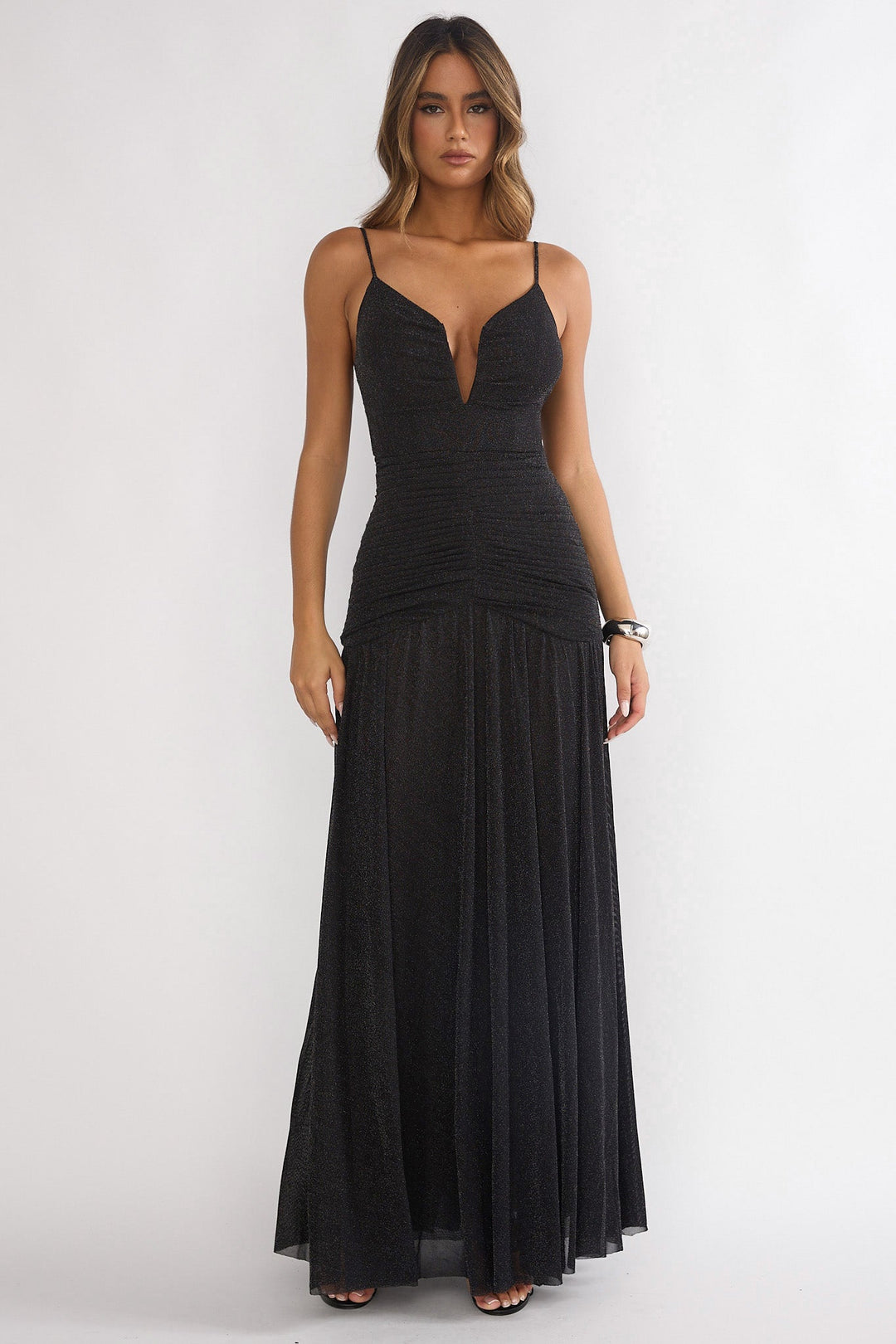 Orizel Pintuck Maxi Dress Black