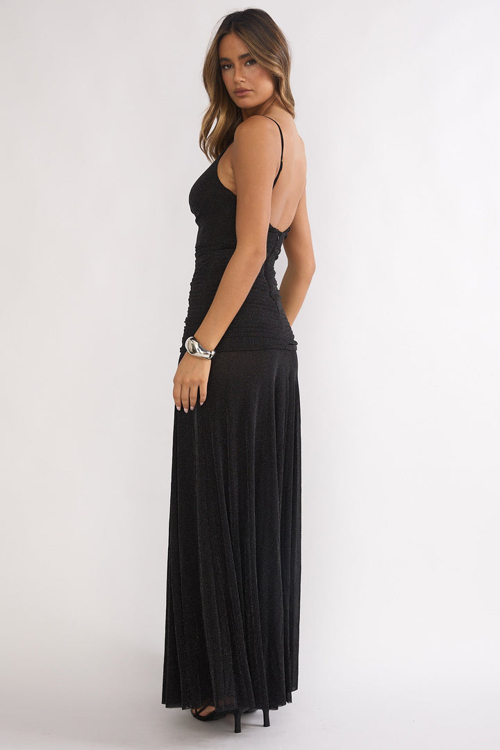 Orizel Pintuck Maxi Dress Black