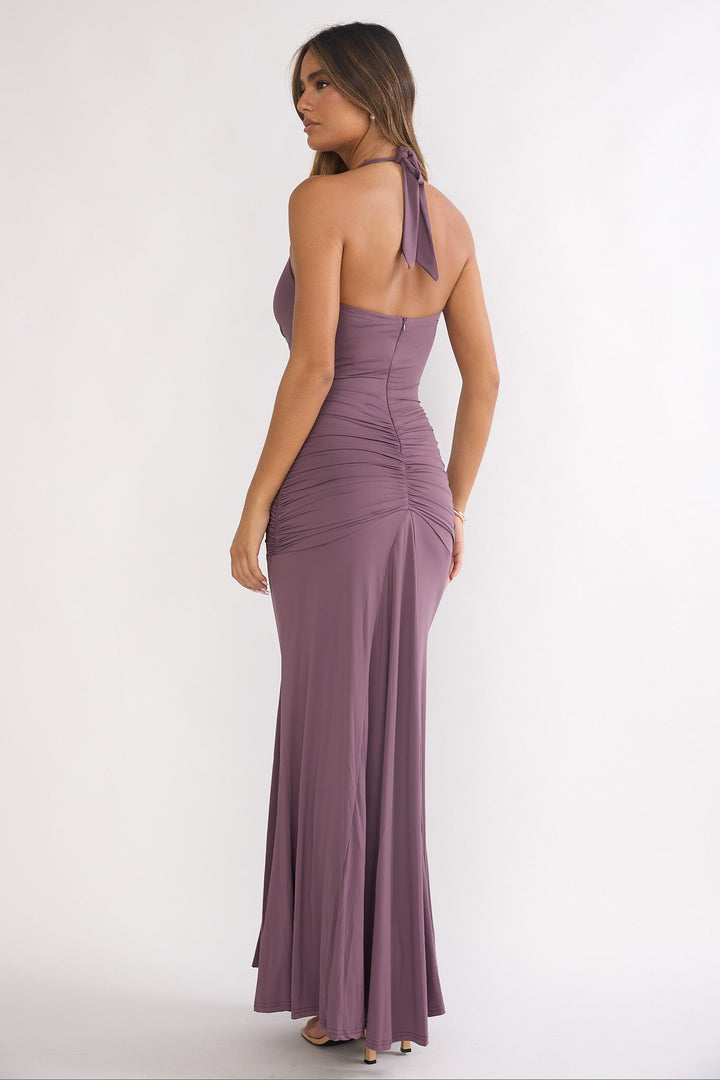Brienna Halter Maxi Dress Mauve