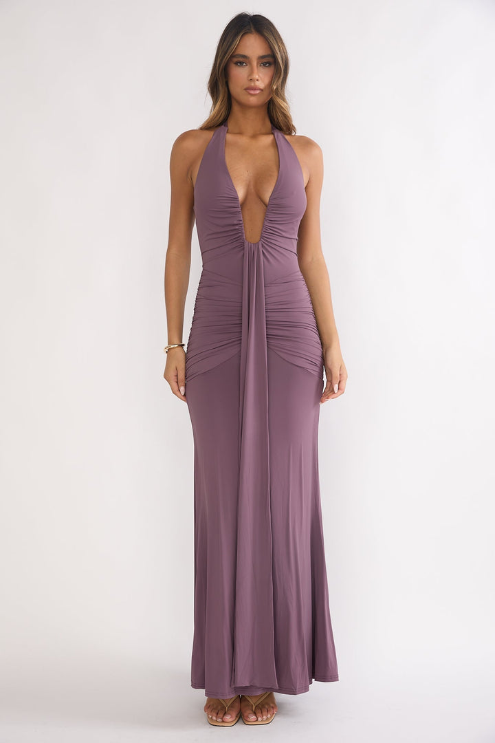 Brienna Halter Maxi Dress Mauve