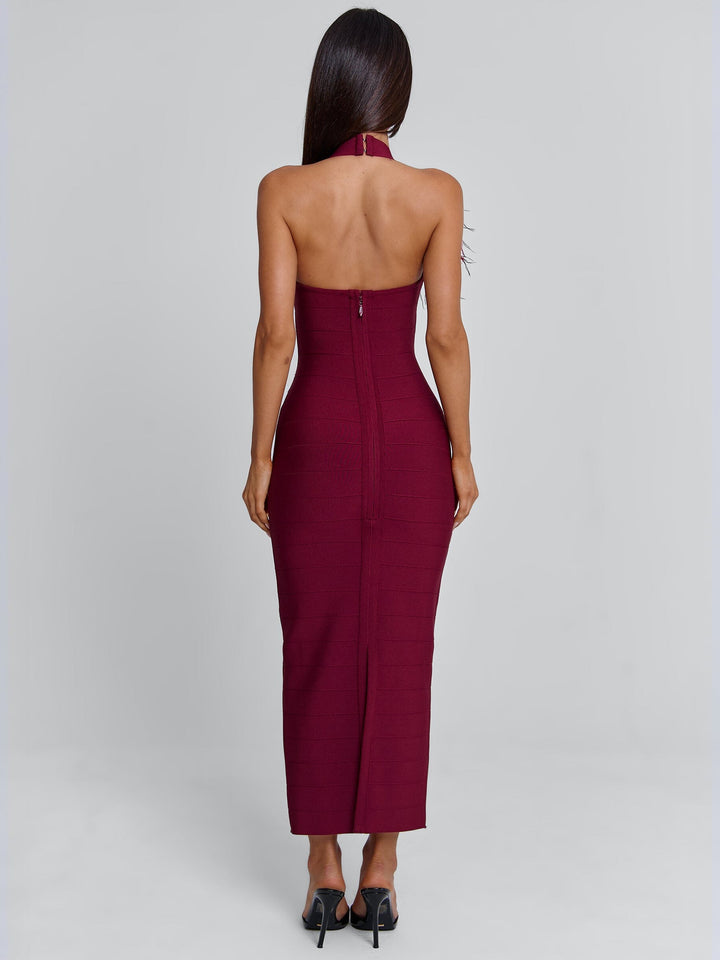 Lunabelle Burgundy Midi Dress