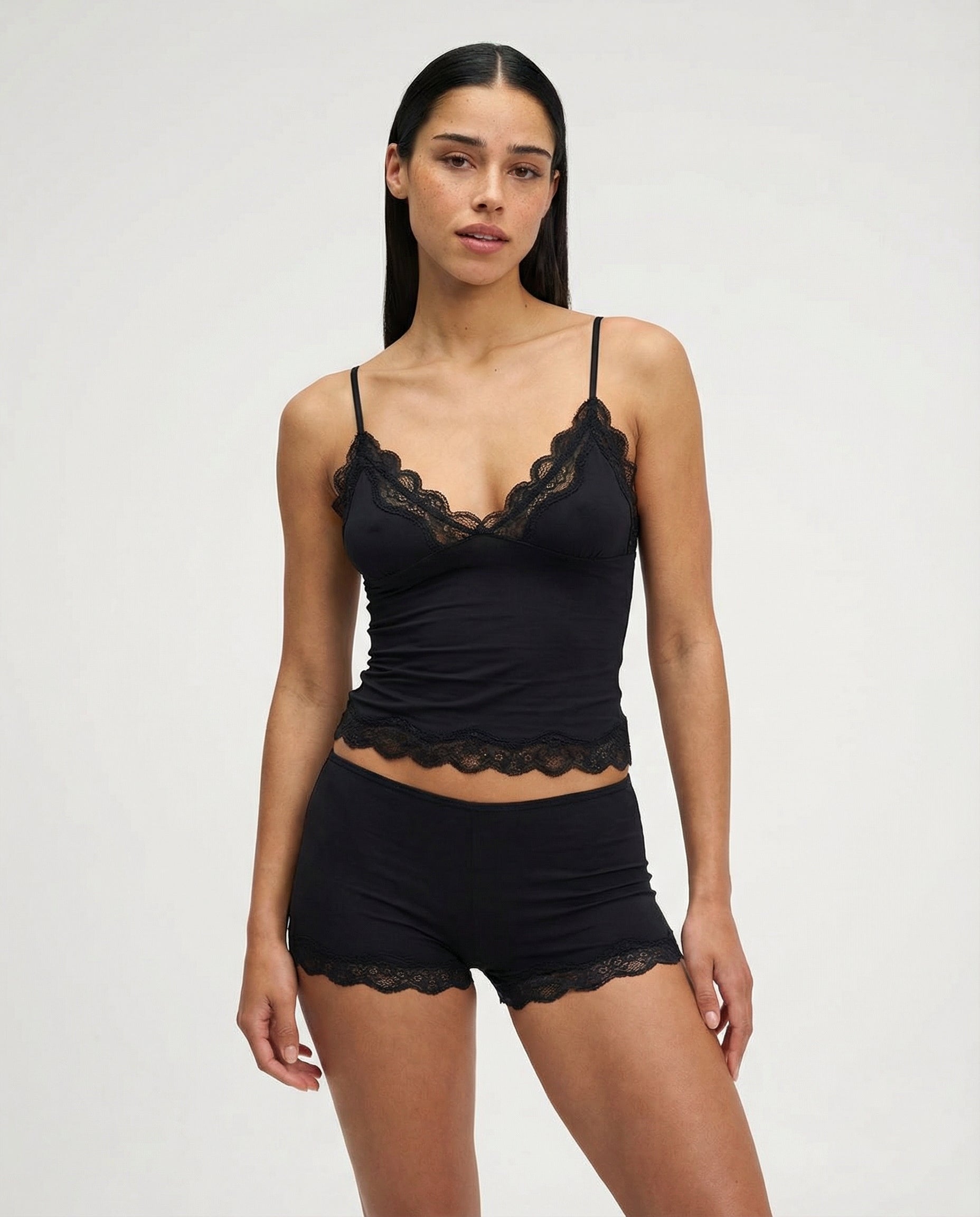 Loungewear Set | Elegant Lace Cami and Shorts | Soft and Comfortable Matching Lounge Set