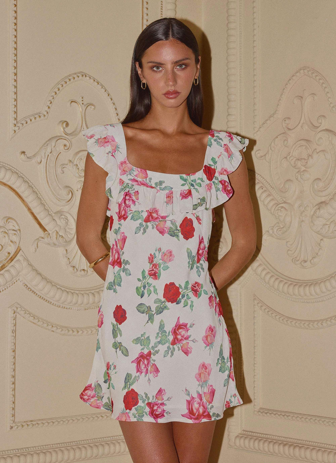 Malina Mini Dress Ivory Bloom