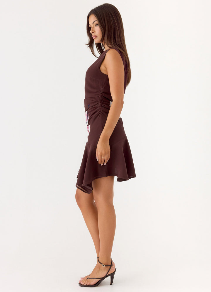 Maris Asymmetrical Mini Dress Burgundy
