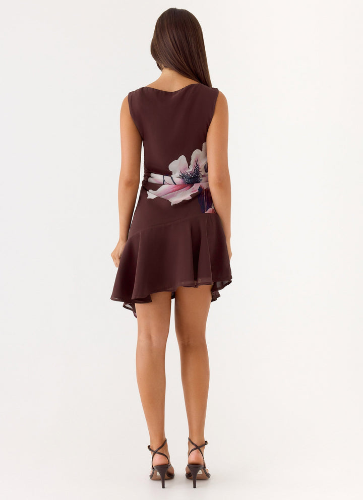 Maris Asymmetrical Mini Dress Burgundy