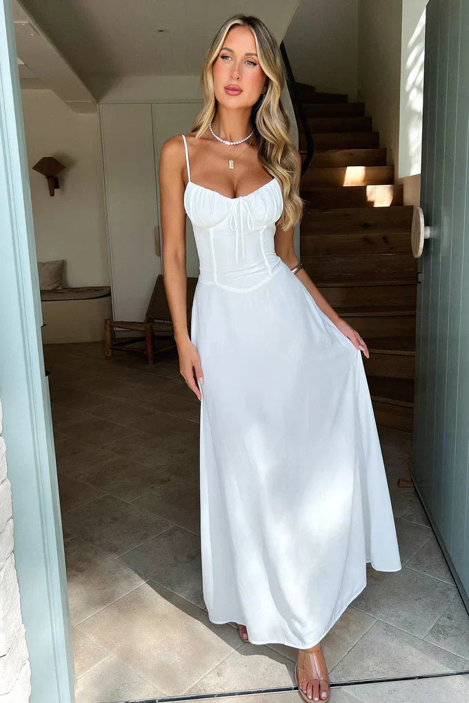 Maxi Dress | Crossed Design Long Summer Dress | Elegant Flowing Fit