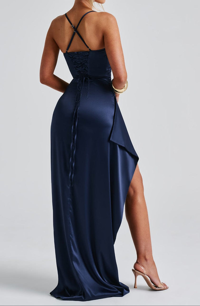Maxi Dress | Elegant V-Neck Spaghetti Strap Long Summer Gown with High Side Slit