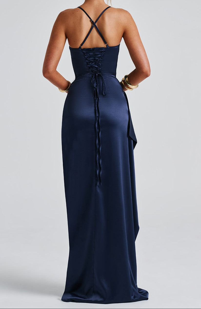 Maxi Dress | Elegant V-Neck Spaghetti Strap Long Summer Gown with High Side Slit