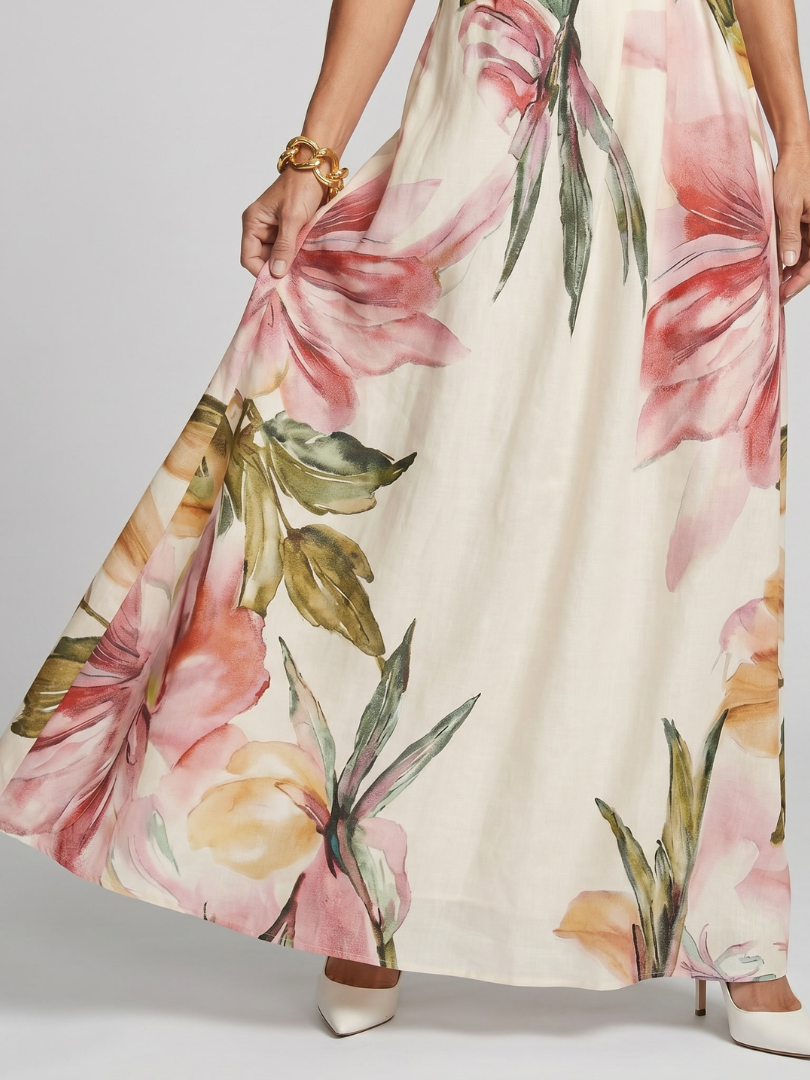 Maxi Dress | Flowing Halter Neck Long Summer Dress Elegant Comfortable