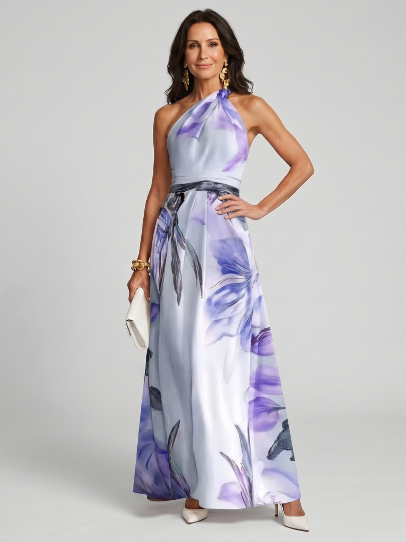 Maxi Dress | Flowing Halter Neck Long Summer Dress Elegant Comfortable