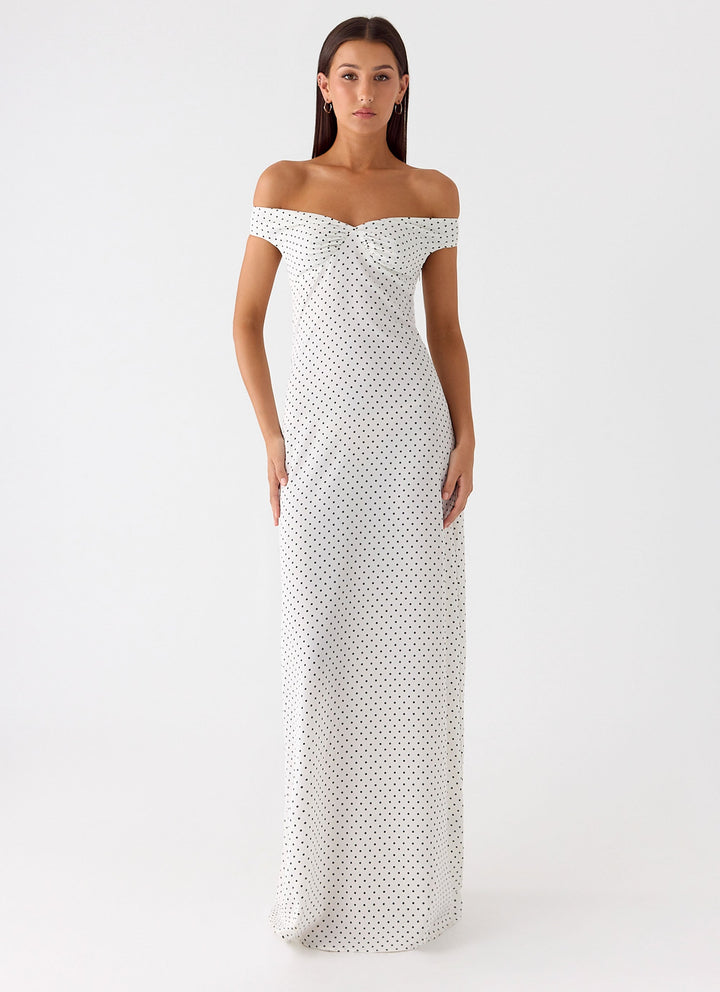 Melany Maxi Dress White Polkadot