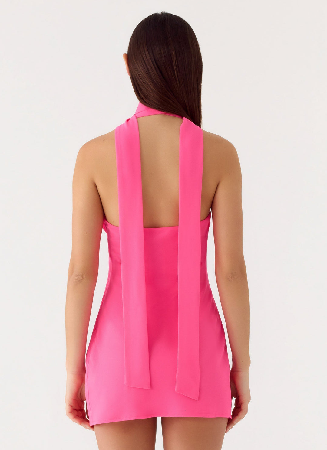 Melisande Scarf Neck Mini Dress Fuchsia