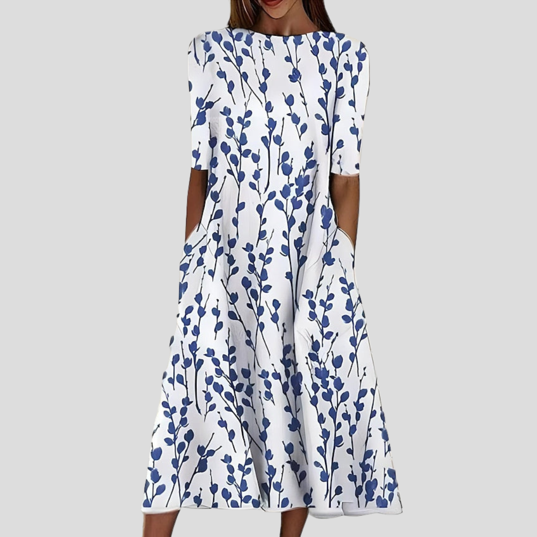 Midi Dress | Coastal Floral Summer Dress Elegant Comfortable