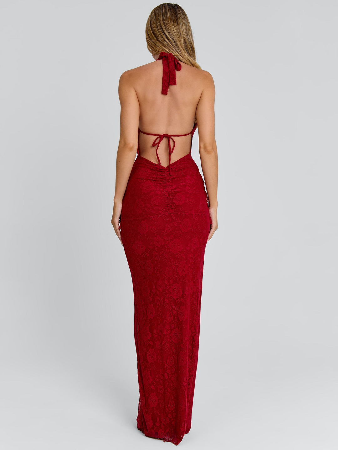 Novell Lace Halter Maxi Dress