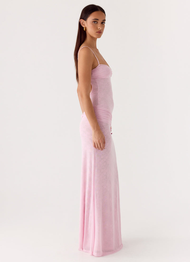 Natty Lace Mesh Maxi Dress Petal Pink