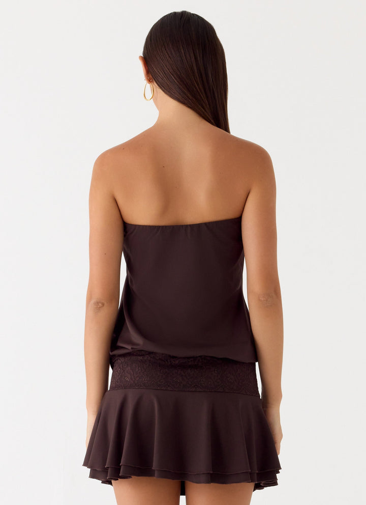 Noreen Strapless Mini Dress Brown